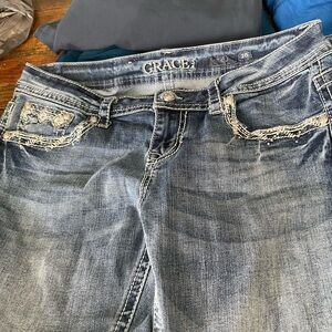 Grace Women's Distressed Blue Boot Cut Jeans